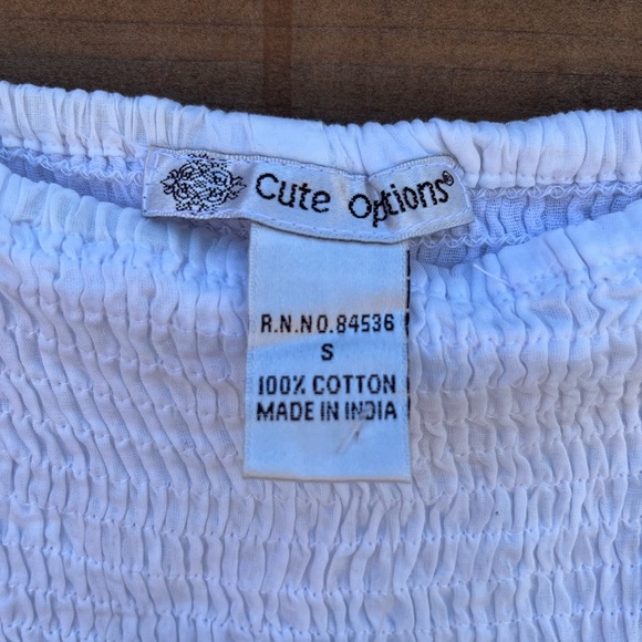 NWT Cute Options, boho style maxi skirt, tassle details. White/blue, size small - Picture 6 of 7